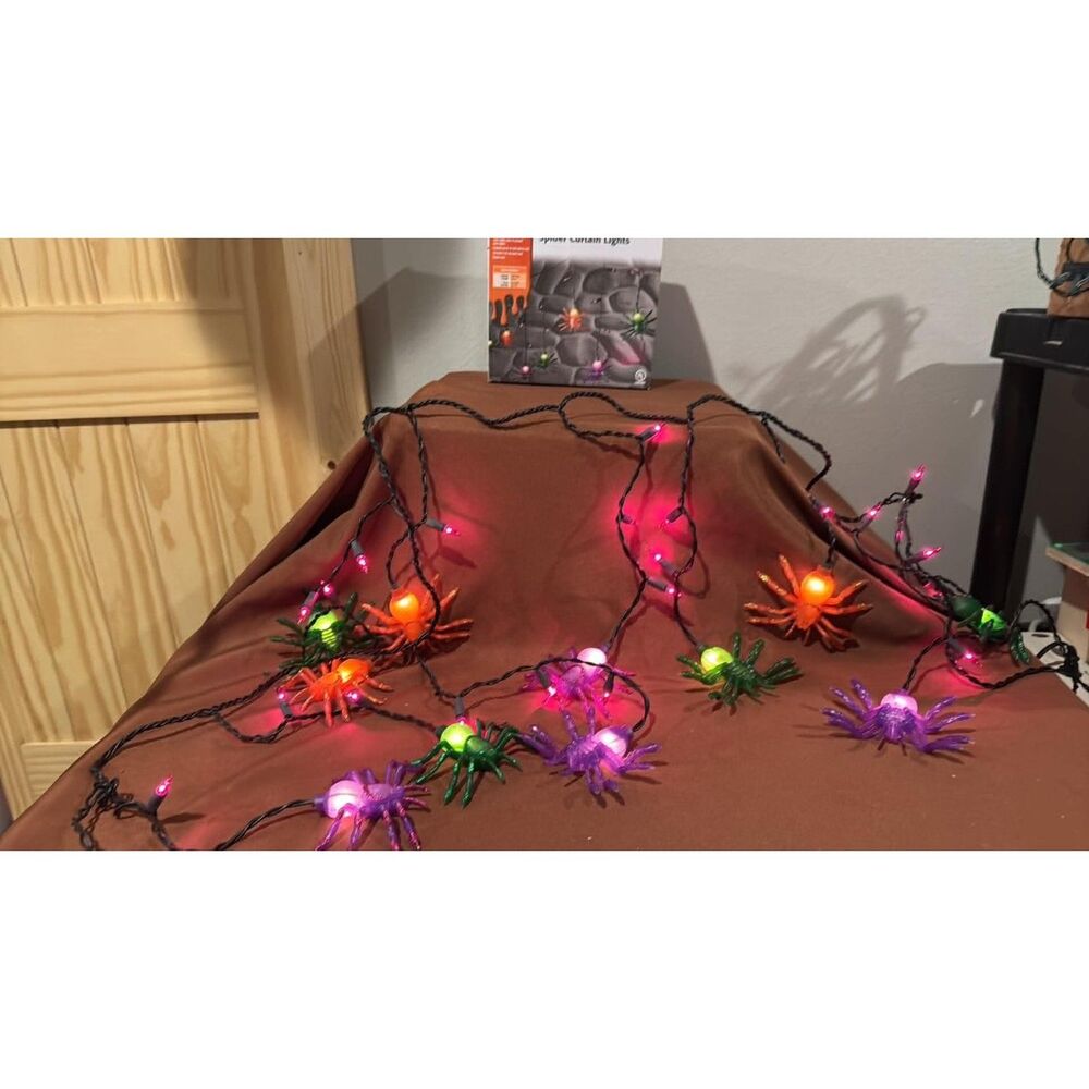 Halloween Sylvania Spider Curtain Lights  35 Lights Works